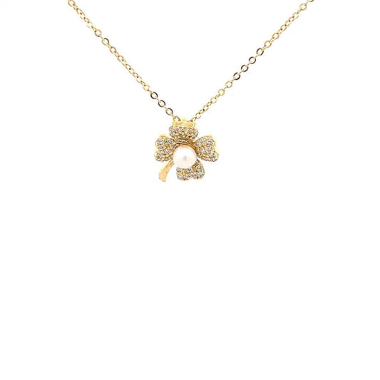 Petal Pearl Pendant Chain (Pure Silver) - Gold