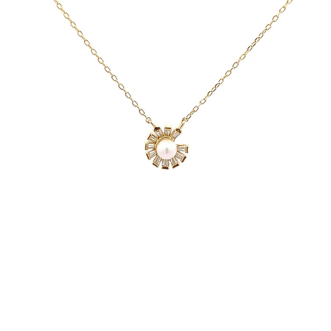 Rays of Pearl Pendant Chain (Pure Silver) - Gold