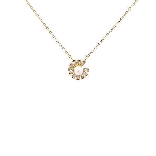 Rays of Pearl Pendant Chain (Pure Silver) - Gold