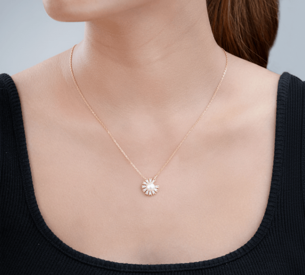 Rays of Pearl Pendant Chain (Pure Silver) - Gold