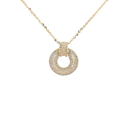 Baguette Halo Pendant Chain (Pure Silver) - Gold