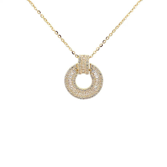 Baguette Halo Pendant Chain (Pure Silver) - Gold