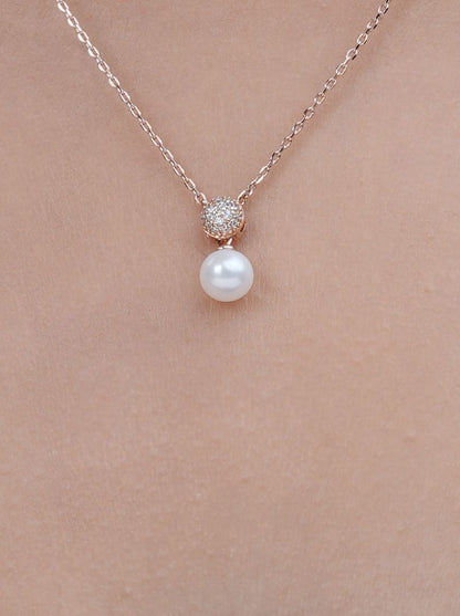 Pave Pearl Drop Pendant Chain (Pure Silver)