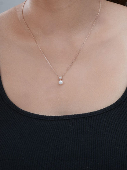 Pave Pearl Drop Pendant Chain (Pure Silver)