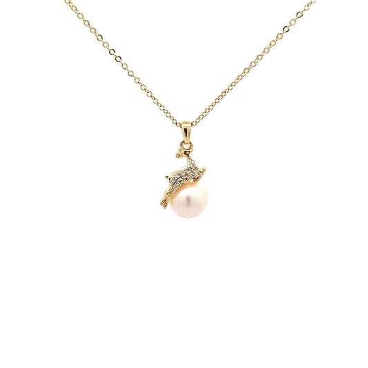 Stag Pearl Pendant Chain (Pure Silver) - Gold