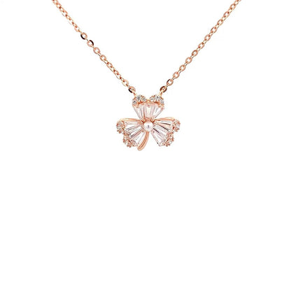 Clover Shine Pendant Chain (Pure Silver) - Rose Gold