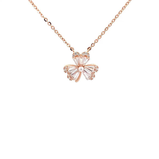 Clover Shine Pendant Chain (Pure Silver) - Rose Gold