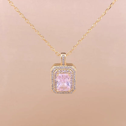 Rectangle Emerald Cut Pendant Chain (Pure Silver)