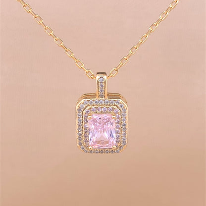 Rectangle Emerald Cut Pendant Chain (Pure Silver)
