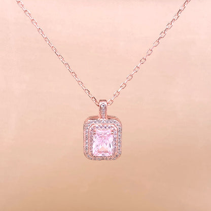 Rectangle Emerald Cut Pendant Chain (Pure Silver)