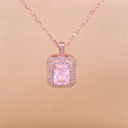 Rectangle Emerald Cut Pendant Chain (Pure Silver)