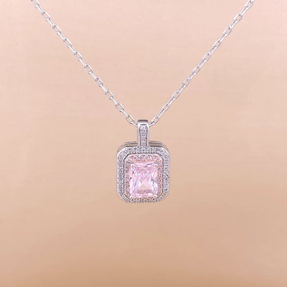 Rectangle Emerald Cut Pendant Chain (Pure Silver)