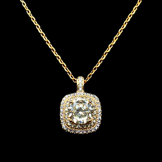 Square Octagon Cut Pendant Chain Gold