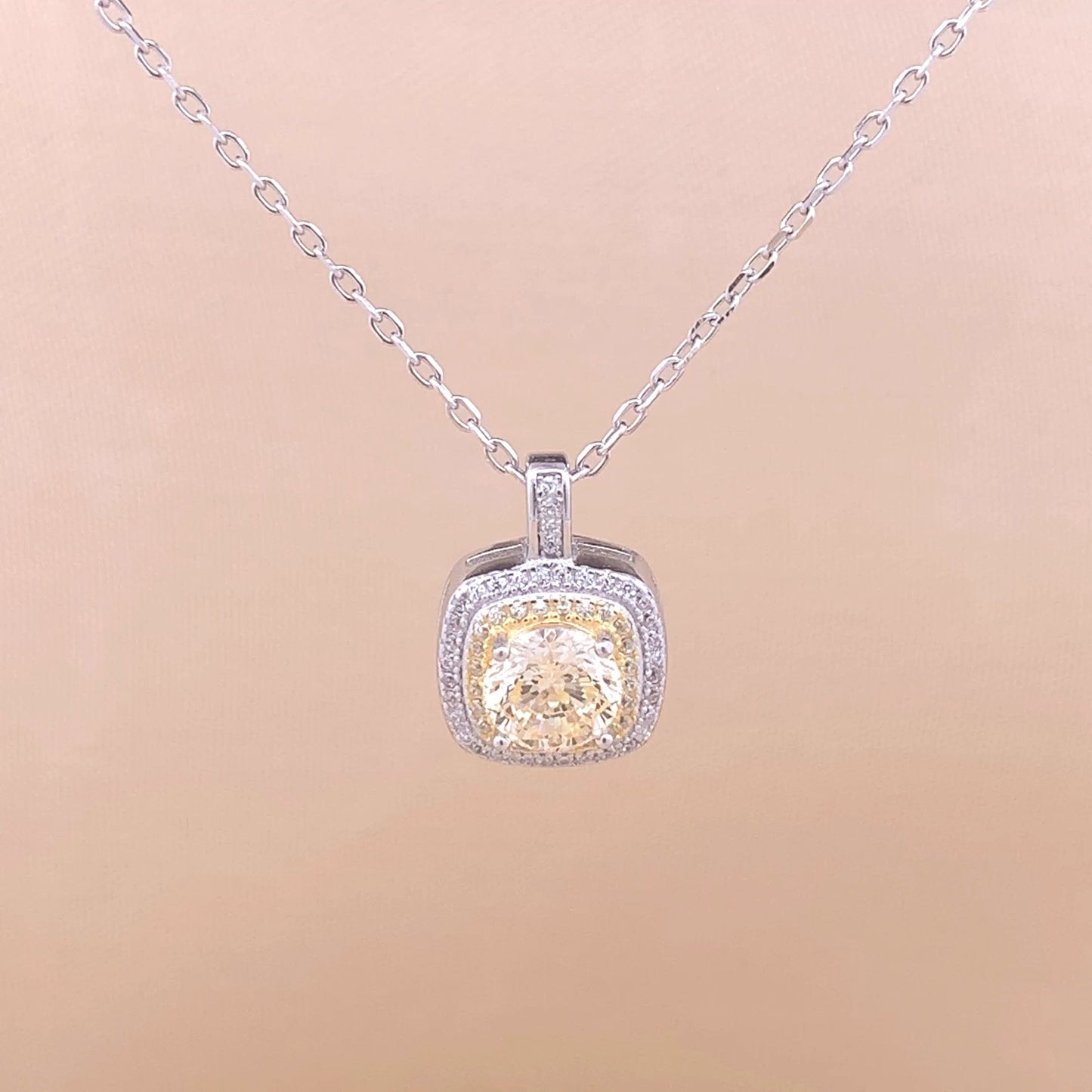 Square Octagon Cut Pendant Chain (Pure Silver)