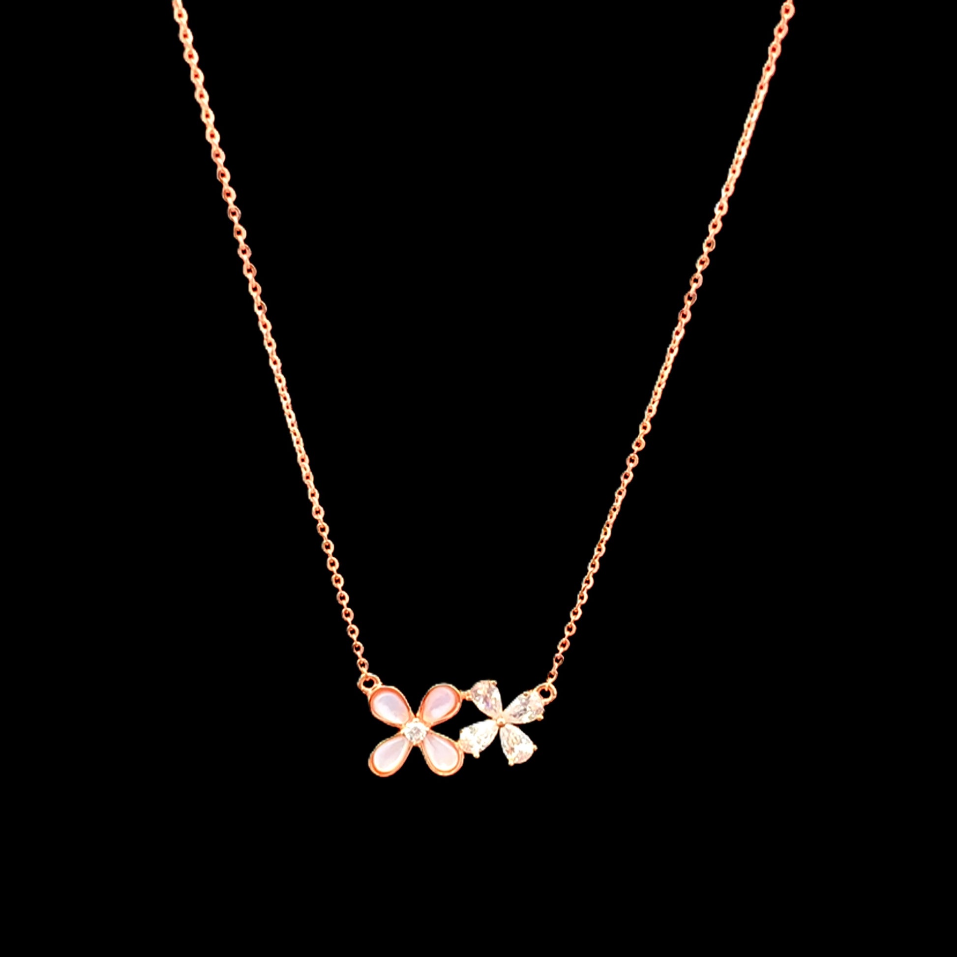 Adjoined Blooms Pendant Chain Rose Gold