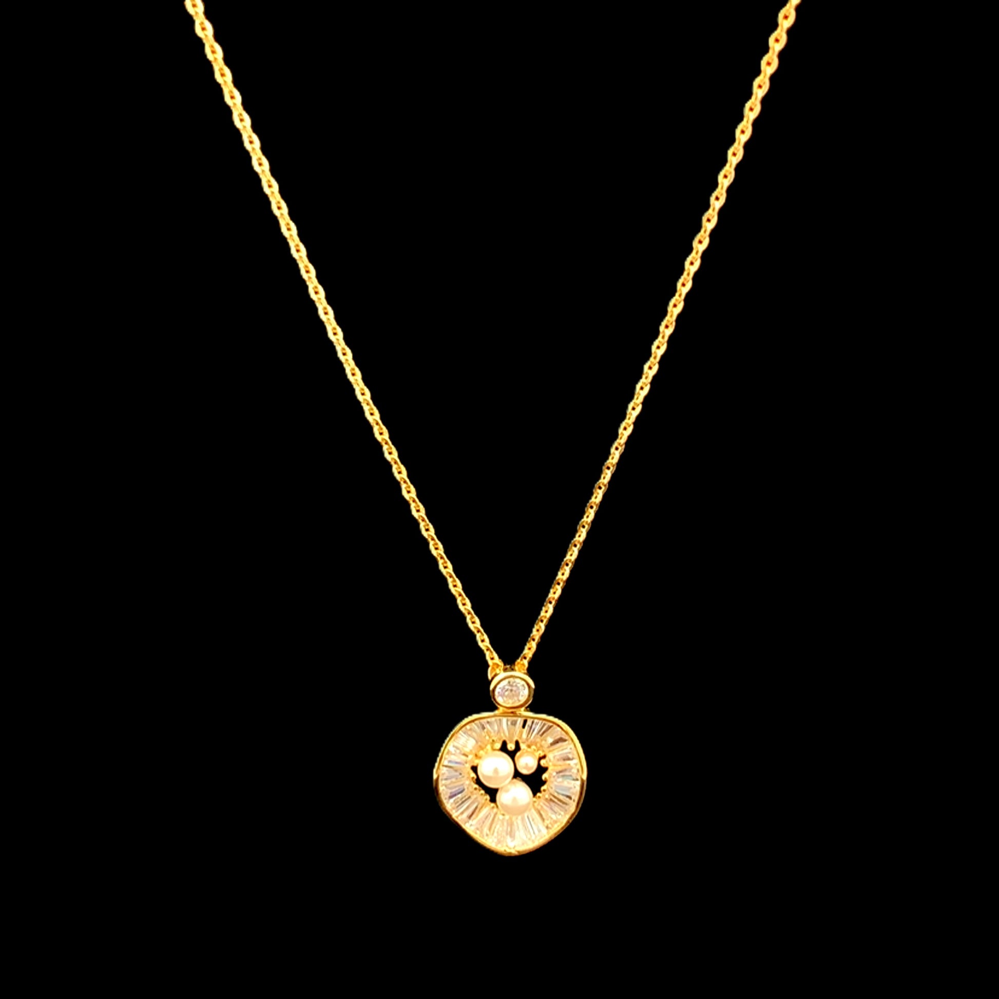 Baguette Wavy Pendant Chain Gold