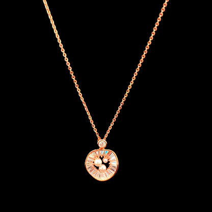 Baguette Wavy Pendant Chain Rose Gold