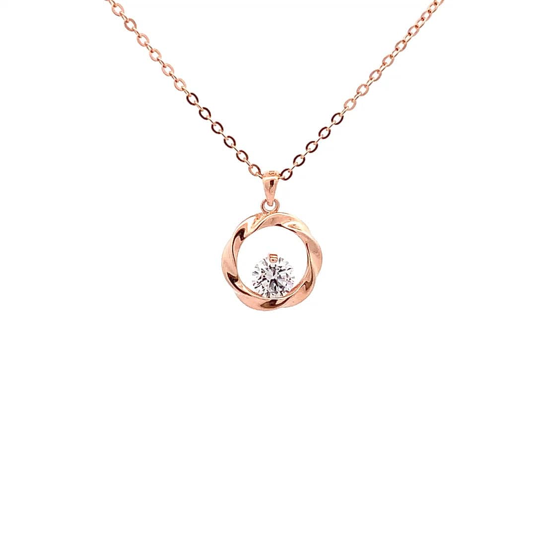 Twisted Ribbon Circle Pendant Chain (Pure Silver) - Rose Gold