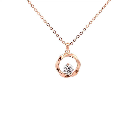 Twisted Ribbon Circle Pendant Chain (Pure Silver) - Rose Gold