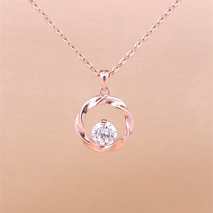 Twisted Ribbon Circle Pendant Chain (Pure Silver)