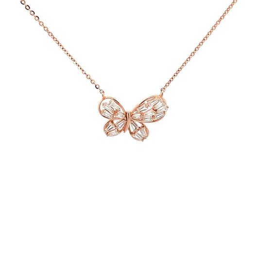 Baguette Wings Pendant Chain (Pure Silver) - Rose Gold