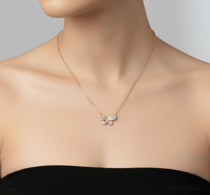 Baguette Wings Pendant Chain (Pure Silver) - Rose Gold