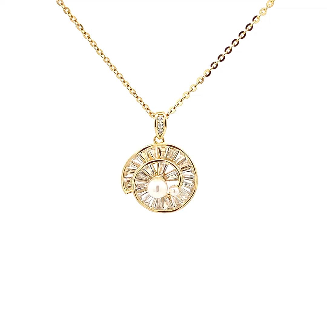 Spiral Circle Pendant Chain (Pure Silver) - Gold