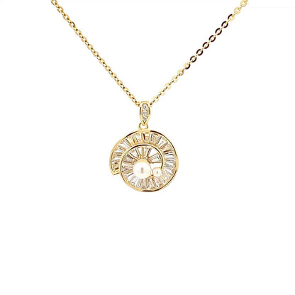 Spiral Circle Pendant Chain (Pure Silver) - Gold