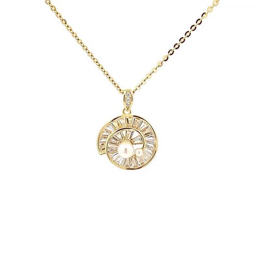 Spiral Circle Pendant Chain (Pure Silver) - Gold