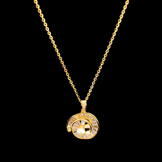 Spiral Circle Pendant Chain Gold