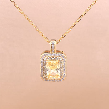 Rectangle Emerald Cut Pendant Chain (Pure Silver)