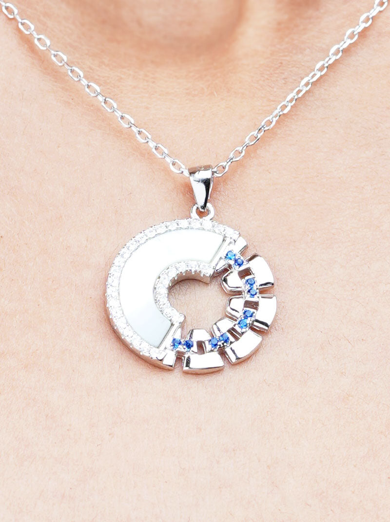 Blue & White Circular Pendant Chain