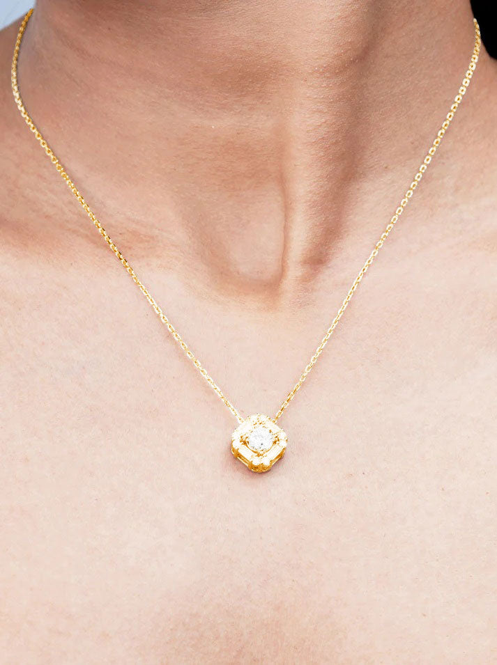 Pink Diamond Pendant Chain Gold