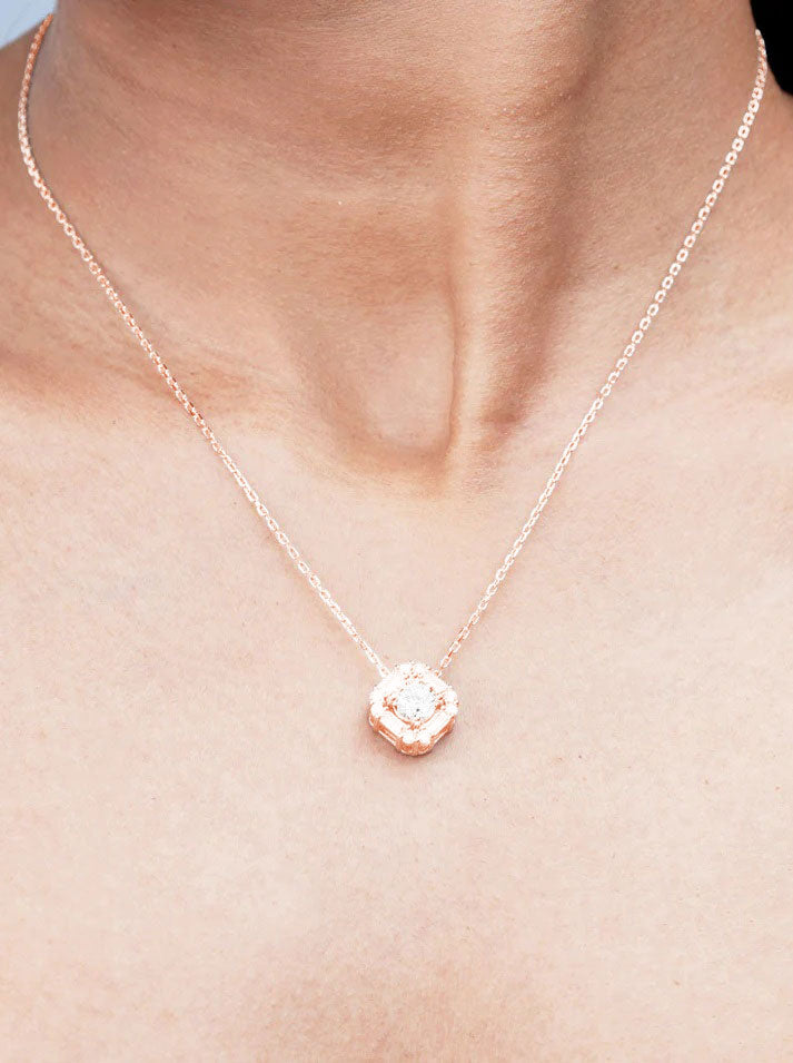 Pink Diamond Pendant Chain Rose Gold