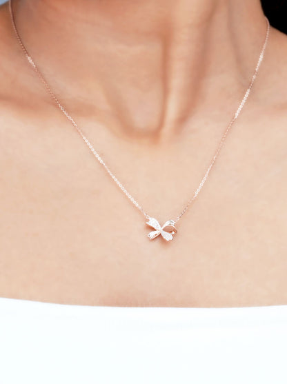 Princess Bow Pendant Chain Rose Gold