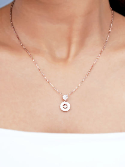 Round Northstar Pendant Chain Rose Gold