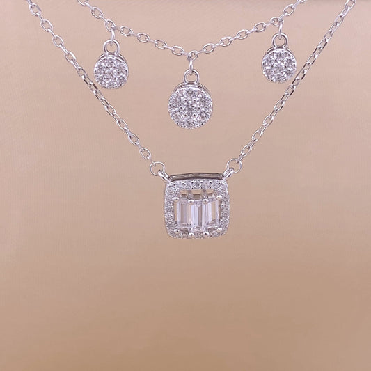 Square Baguette Cut Pendant Chain (Pure Silver)