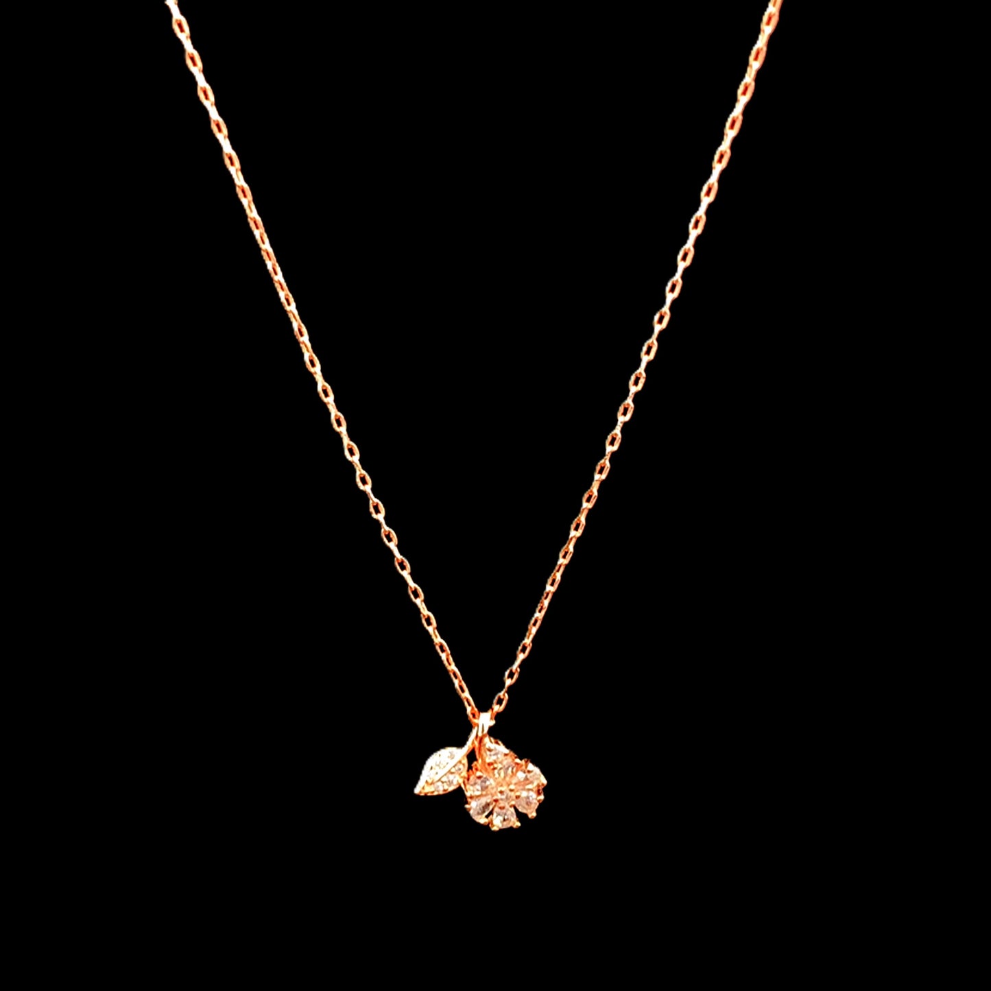 Leafy Bloom Pendant Chain Rose Gold