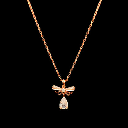 Teardrop Wings Charm Pendant Chain Rose Gold