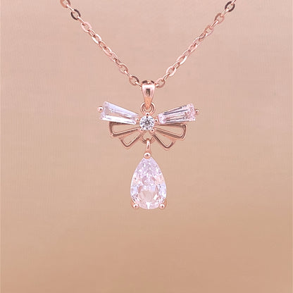 Teardrop Wings Charm Pendant Chain (Pure Silver) - Rose Gold