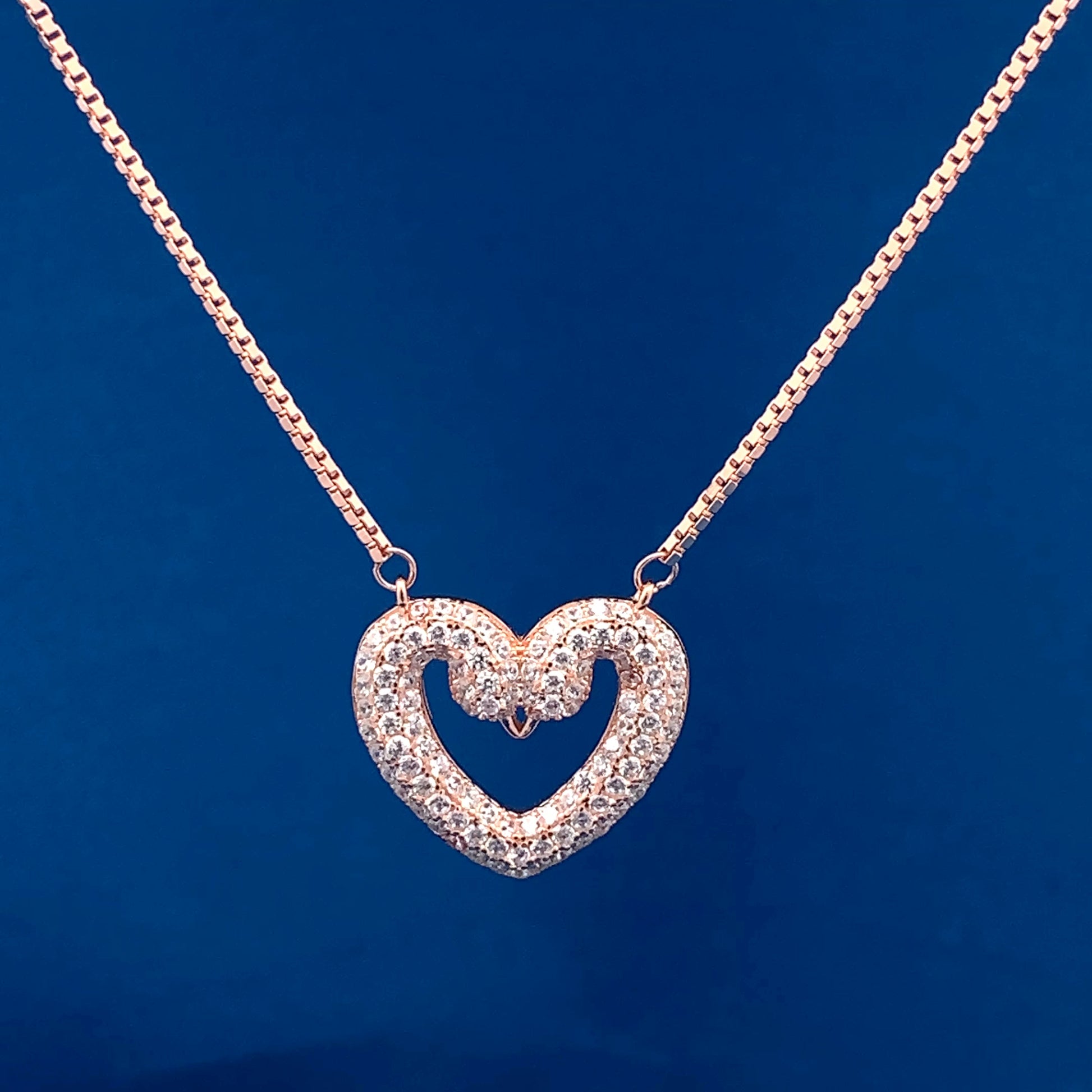 Swan Heart Pendant Chain Rose Gold