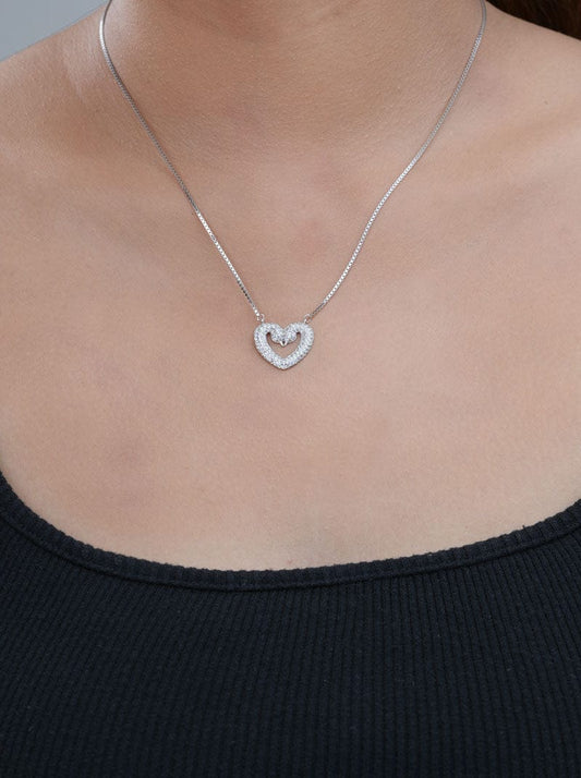 Swan Heart Pendant Chain (Pure Silver) - Silver