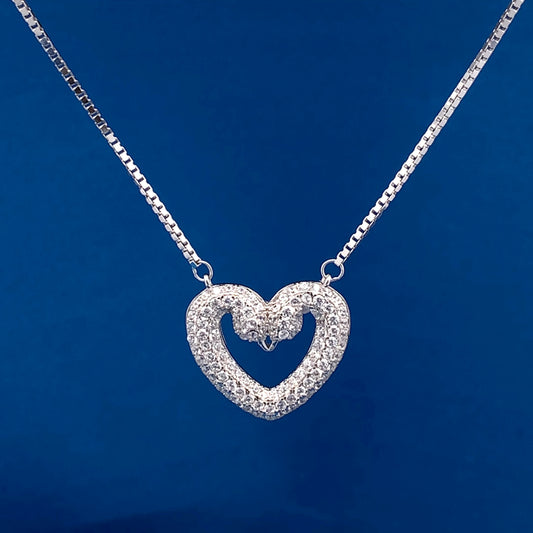 Swan Heart Pendant Chain Silver