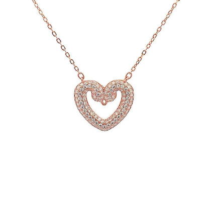 Swan Heart Pendant Chain (Pure Silver) - Rose Gold