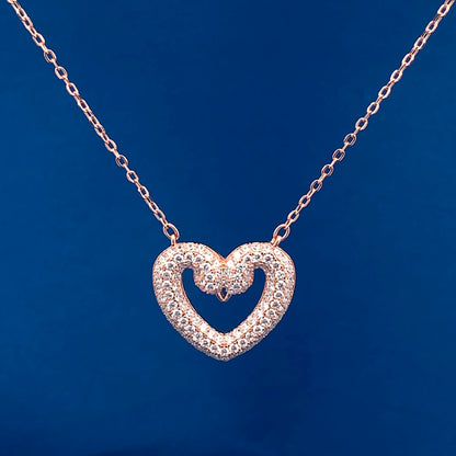 Swan Heart Pendant Chain Rose Gold