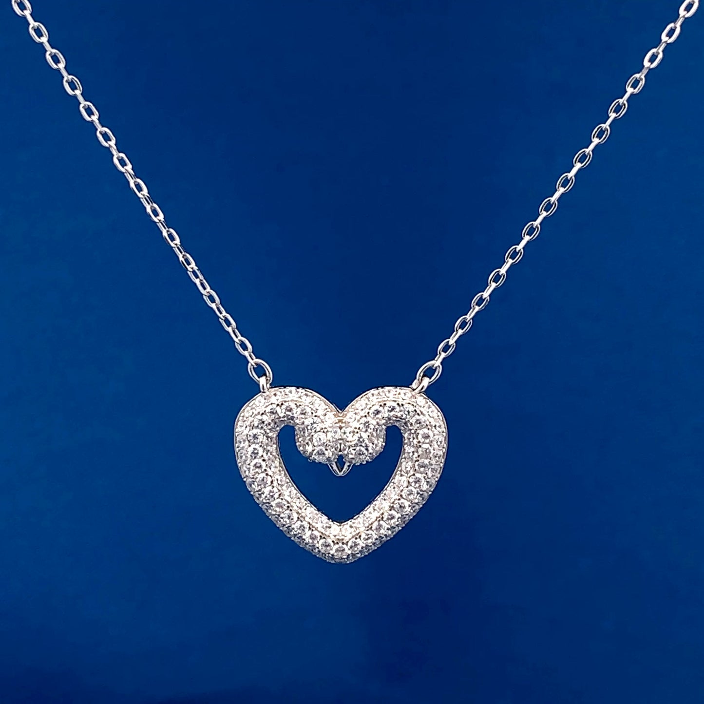 Swan Heart Pendant Chain Silver