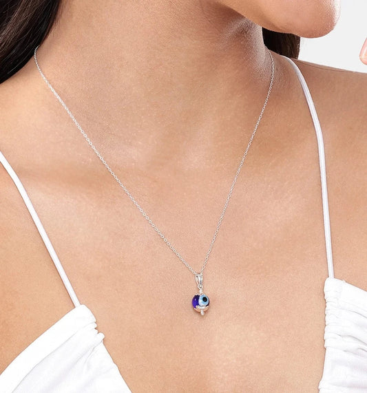 Evil Eye Aura Chain & Pendant (925 Real Silver) - Silver