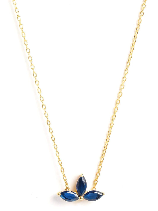 Noir Navy Pendant Chain (Pure Silver) - Gold