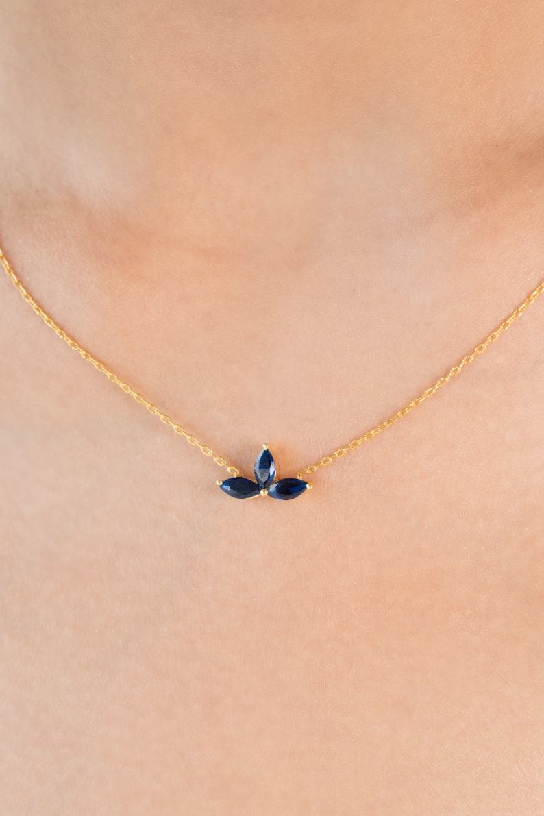 Noir Navy Pendant Chain (Pure Silver) - Gold