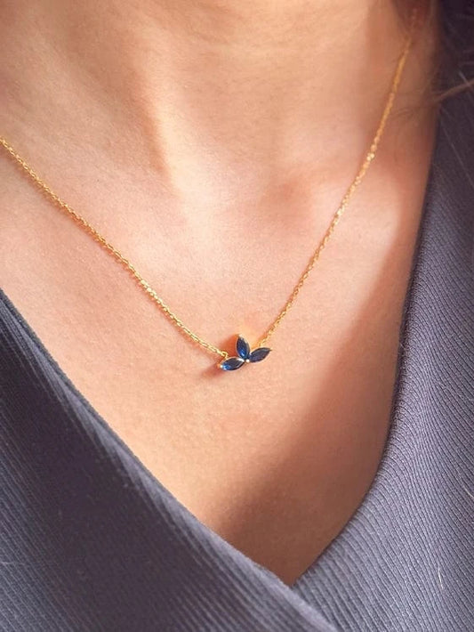 Noir Navy Pendant Chain (Pure Silver) - Gold